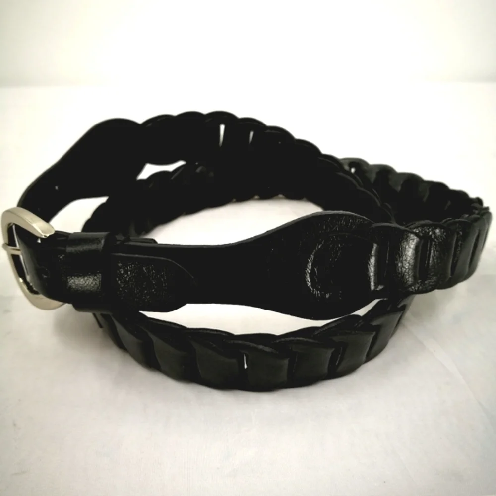 Chinese Laundry Women's L Black Adjustable Belt with Round Silver Tone Belt